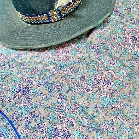 Fringe SILK boho scarf/body wrap w shabby chic prairie country farmhouse vibe - Picture 7 of 13